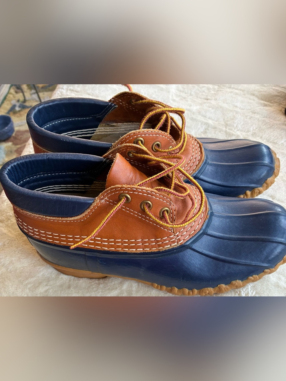 LL Bean Gumshoe Women’s Leather Lace-Up Duck Boot Blue/Brown US 8M